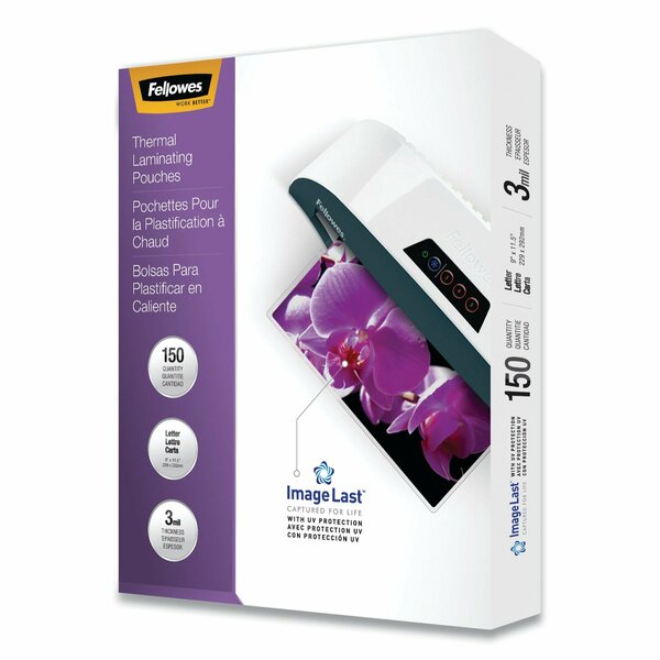 Fellowes ImageLast Laminating Pouches w/UV Protection, 3mil, 9x11.5, Clr, PK150 5200509